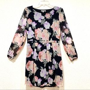 Broadway & Broome Multi Big Floral Silk Midi Dress